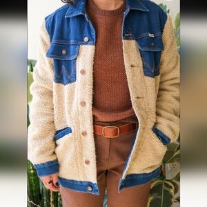 Wrangler Blue and Cream Sherpa Jacket